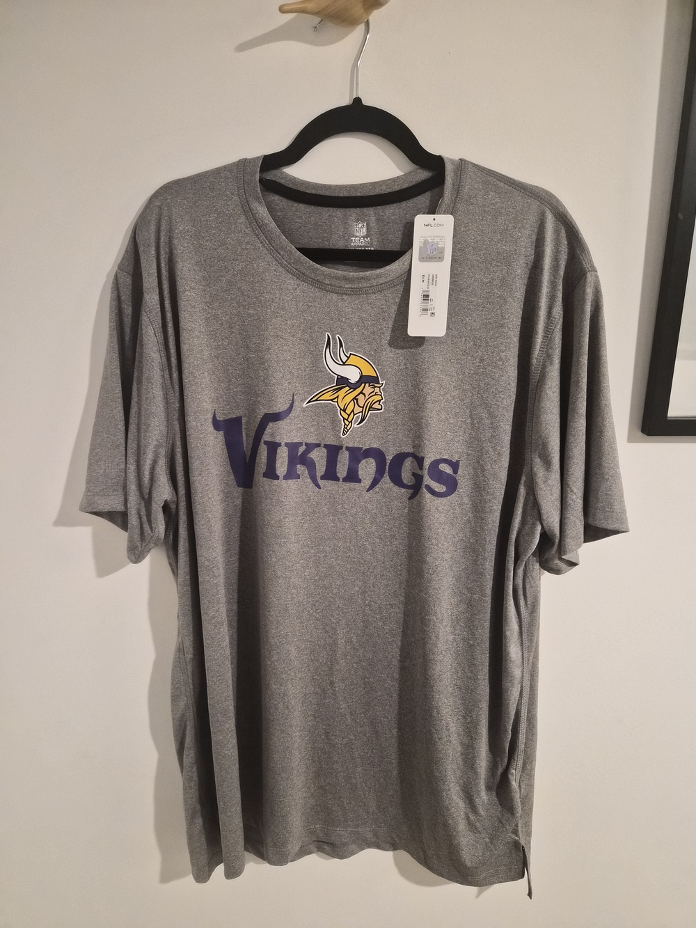 NFL Gray Minnesota Vikings Short Sleeve Tee with Purple Logo